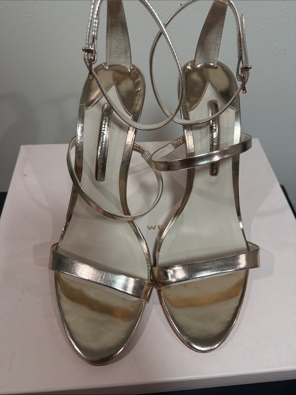 Sophia Webster Metallic Gold Strappy Heeled Sandals